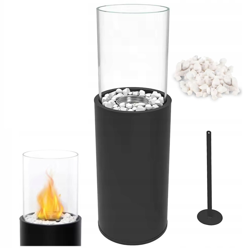 Bioethanol fireplace ROMA 26.5 x 80.5 cm 2 kW black + protective cover