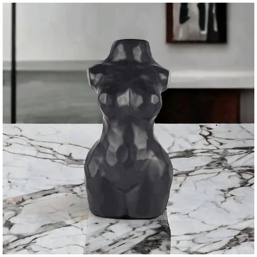 Black Ceramic Vase, 30 cm