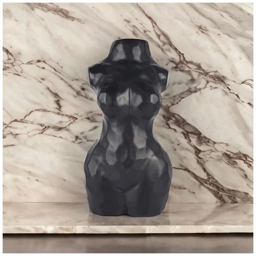 Black Ceramic Vase, 30 cm