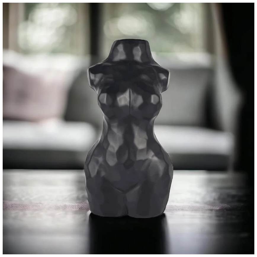Black Ceramic Vase, 30 cm