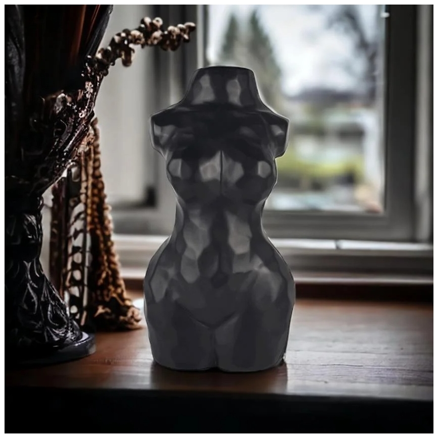 Black Ceramic Vase, 30 cm