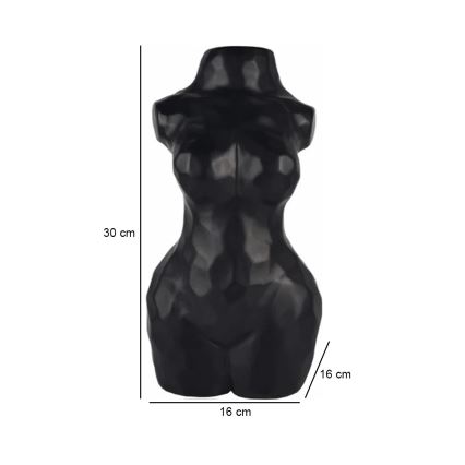 Black Ceramic Vase, 30 cm