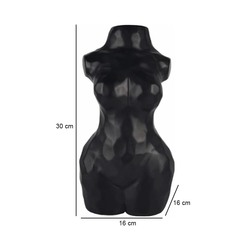 Black Ceramic Vase, 30 cm