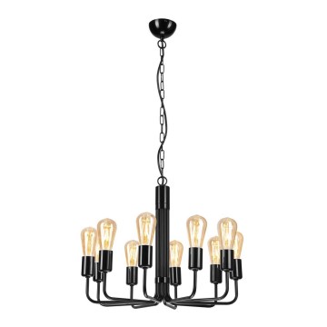 Black chain-hung chandelier, 10xE27/60W/230V