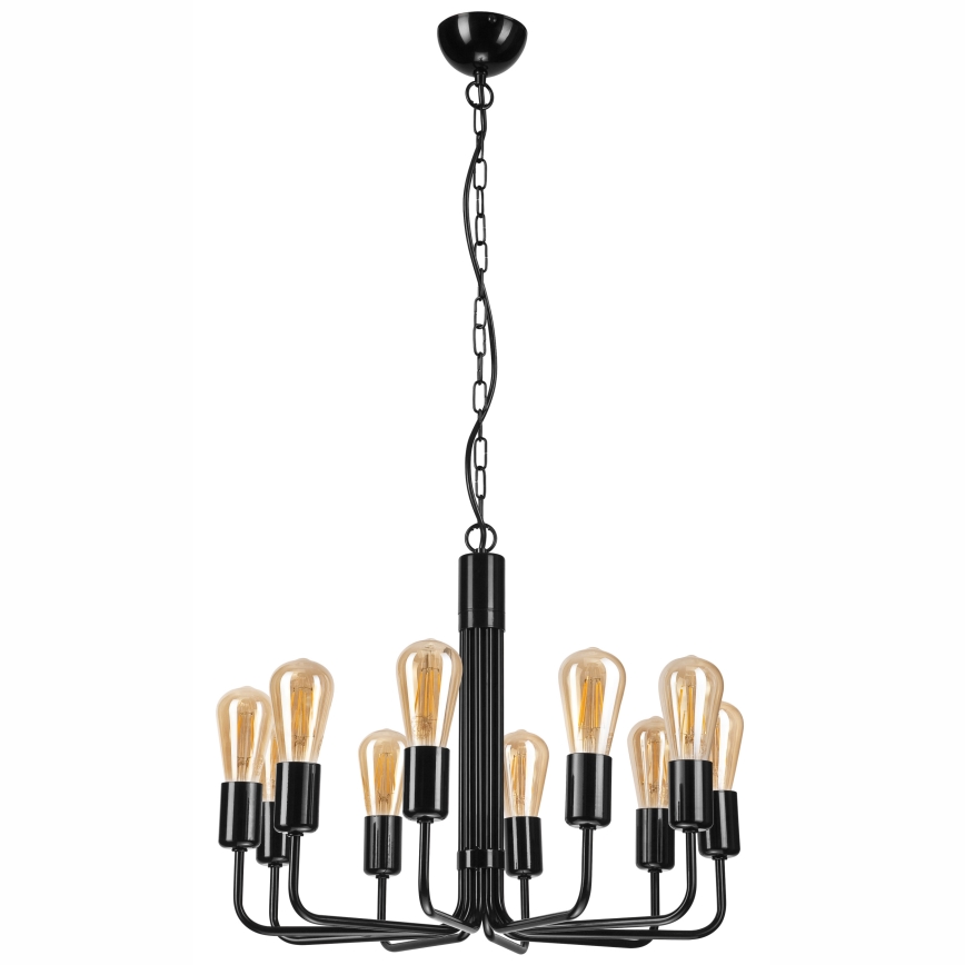 Black chain-hung chandelier, 10xE27/60W/230V