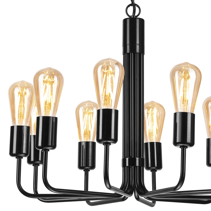 Black chain-hung chandelier, 10xE27/60W/230V