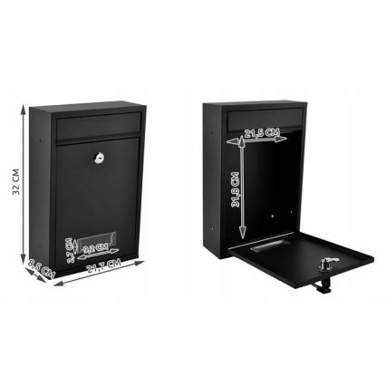 Black mailbox 21.7 x 32 cm