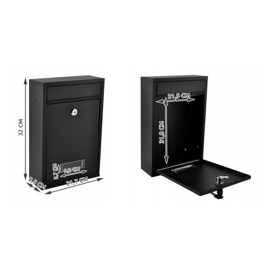 Black mailbox 21.7 x 32 cm