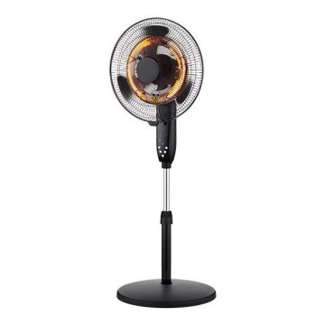 Black pedestal fan with heater 35W/2000W/230V Ø 40 cm + remote control