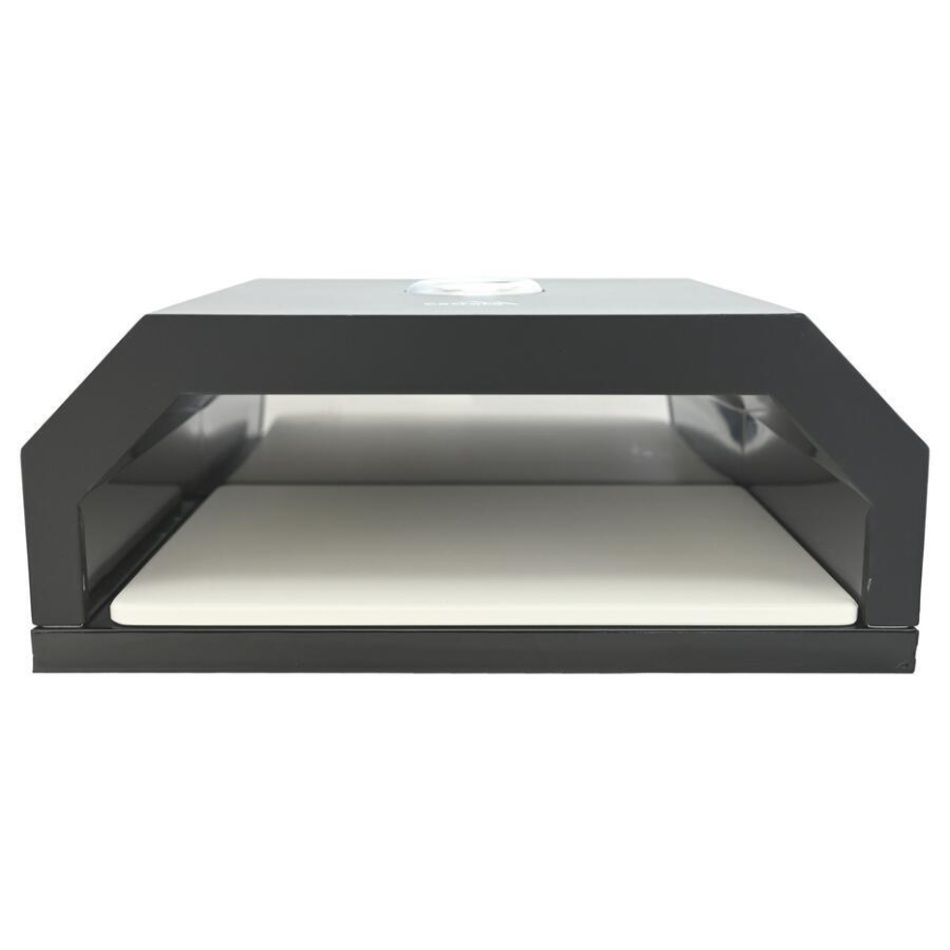 Black pizza oven with thermometer, 40 × 34.5 × 16 cm