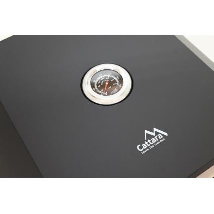 Black pizza oven with thermometer, 40 × 34.5 × 16 cm