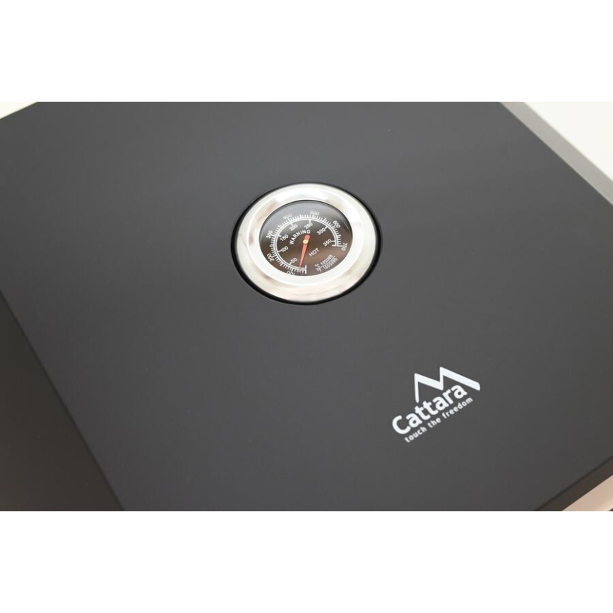 Black pizza oven with thermometer, 40 × 34.5 × 16 cm
