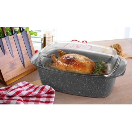 Black roasting pan with lid, 32 x 20 x 11 cm