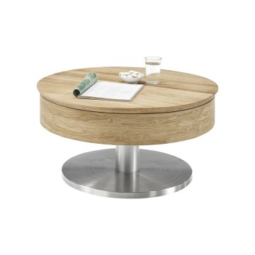 BLOCK coffee table Ø 79 cm, oak/silver