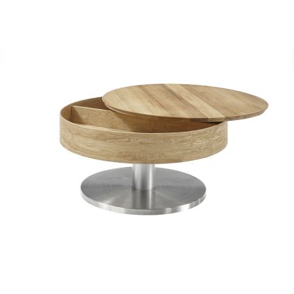 BLOCK coffee table Ø 79 cm, oak/silver