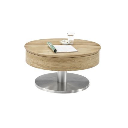 BLOCK coffee table Ø 79 cm, oak/silver