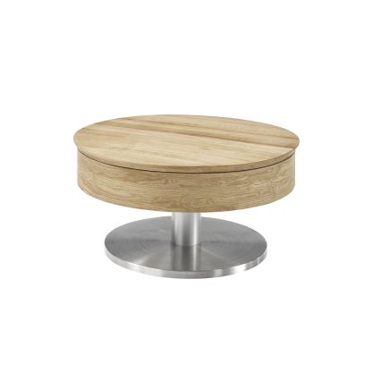 BLOCK coffee table Ø 79 cm, oak/silver