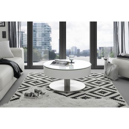 BLOCK Coffee Table Ø 79 cm, White/Silver