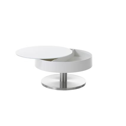BLOCK Coffee Table Ø 79 cm, White/Silver