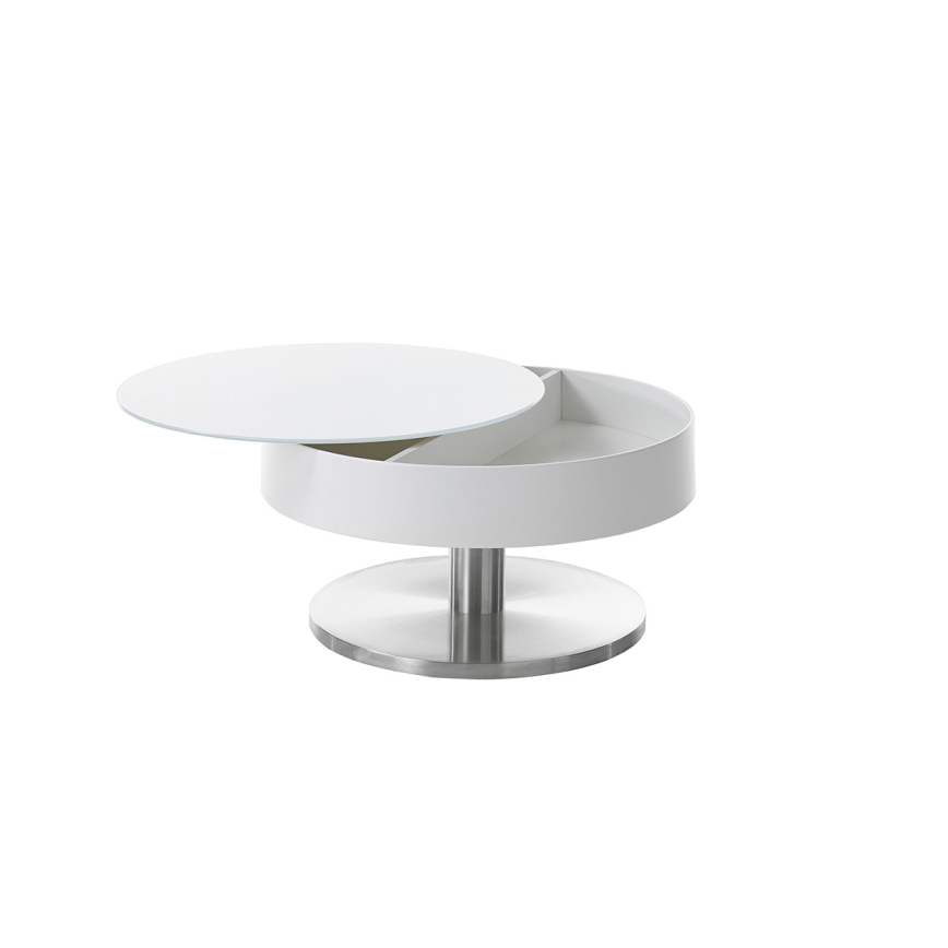BLOCK Coffee Table Ø 79 cm, White/Silver