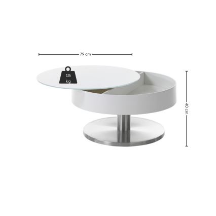 BLOCK Coffee Table Ø 79 cm, White/Silver