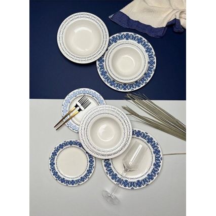 Blue and white 16-piece porcelain dinner set