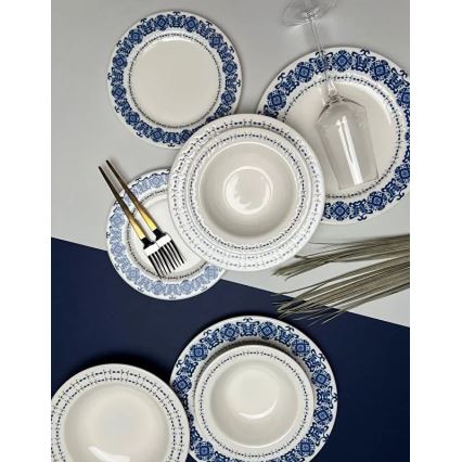 Blue and white 16-piece porcelain dinner set