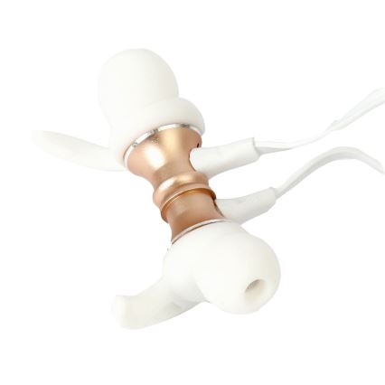 Bluetooth earphones with microphone and MicroSD player white/golden