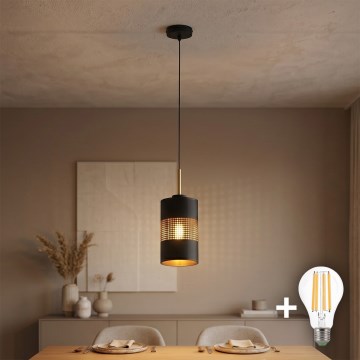 BOGART LED cable-suspended chandelier 1xE27/15W/230V black/gold