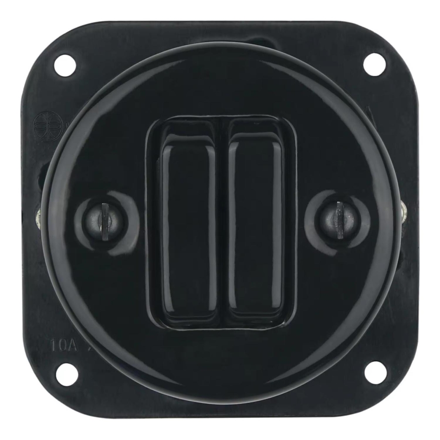 Bohemia-Design - Porcelain Retro Double Switch, Frameless, No. 6+6, Black