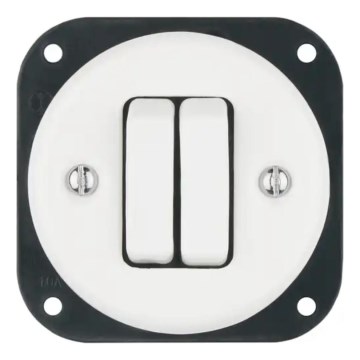 Bohemia-Design - Porcelain Retro Double Switch, Frameless, No. 6+6, White
