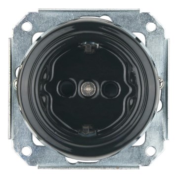 Bohemia-Design - Porcelain Retro Frameless SCHUKO Household Socket 250V/16A, Black