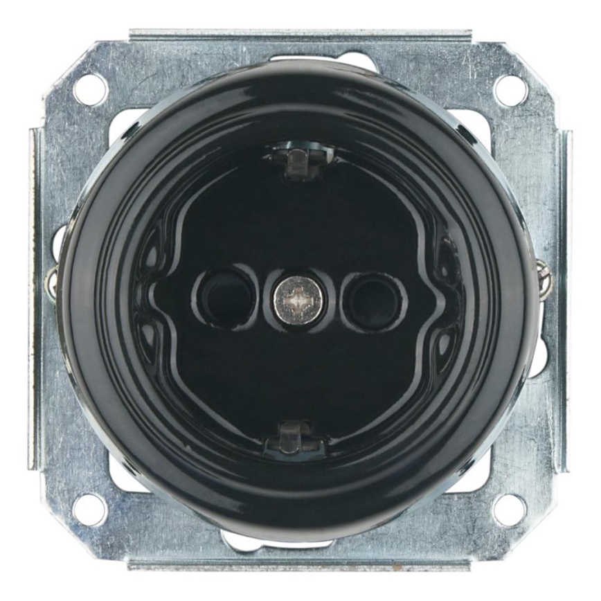 Bohemia-Design - Porcelain Retro Frameless SCHUKO Household Socket 250V/16A, Black