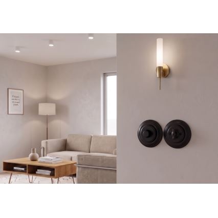 Bohemia-Design - Porcelain Retro Rotary Dimmer Switch with Frame 250V/10A Black