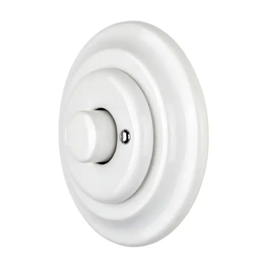 Bohemia-Design - Porcelain Retro Rotary Dimmer Switch with Frame 250V/10A White