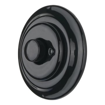 Bohemia-Design - Porcelain Retro Rotary Dimmer with Frame, 250V/10A, Black