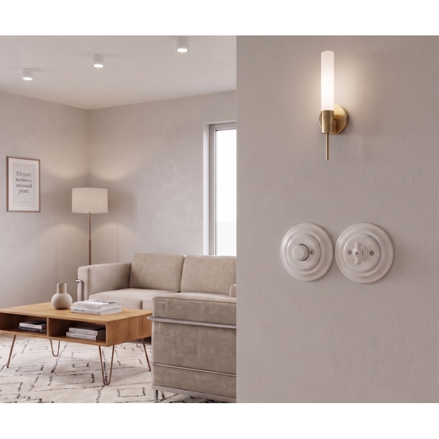 Bohemia-Design - Porcelain Retro Rotary Dimmer with Frame 250V/10A White