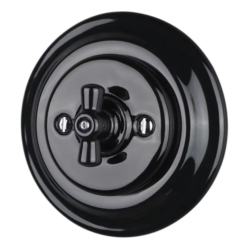 Bohemia-Design - Porcelain Retro Rotary Switch with Frame No. 1, Black