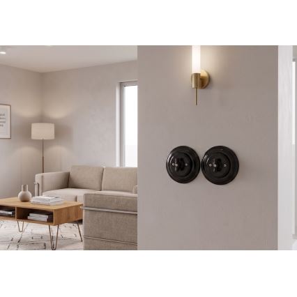 Bohemia-Design - Porcelain Retro Rotary Switch with Frame No. 1, Black