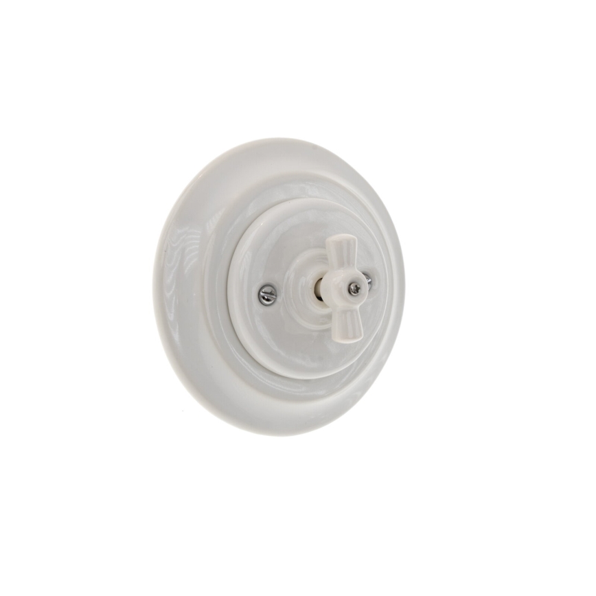 Bohemia-Design - Porcelain Retro Rotary Switch with Frame No. 5, White