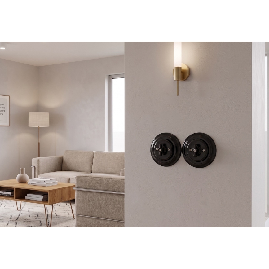 Bohemia-Design - Porcelain Retro Rotary Switch with Frame No. 7, Black