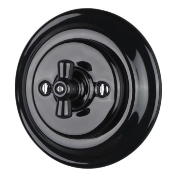 Bohemia-Design - Porcelain Retro Rotary Switch with Frame No. 7 in Black