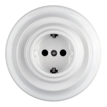 Bohemia-Design - Porcelain Retro SCHUKO Wall Socket with Frame, 250V/16A, White
