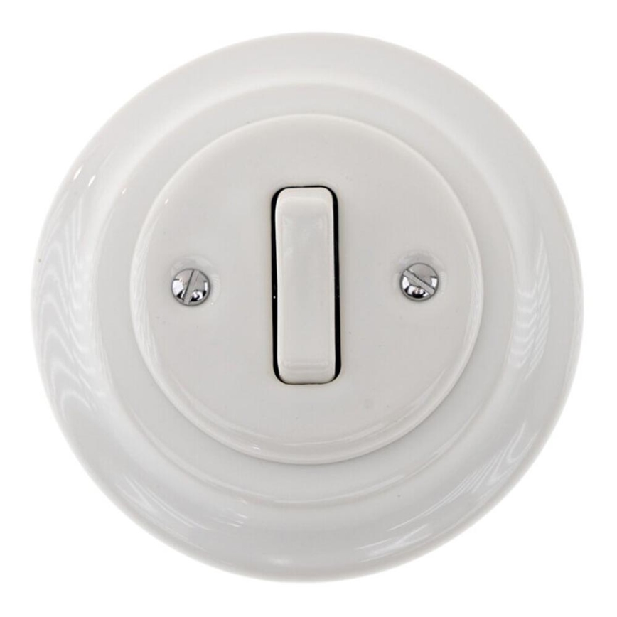 Bohemia-Design - Porcelain Retro Single Bell Switch with Frame, White