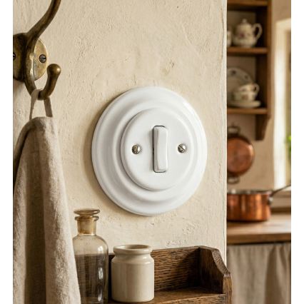 Bohemia-Design - Porcelain Retro Single-Gang Switch with Frame No. 1, White