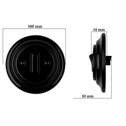 Bohemia-Design - Porcelain Retro Single-Gang Switch with Frame No. 6, Black