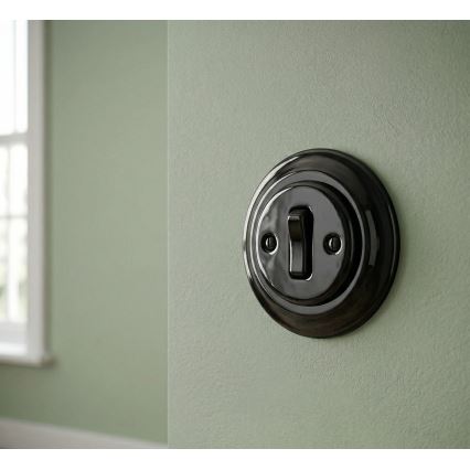 Bohemia-Design - Porcelain Retro Single-Gang Switch with Frame No. 6, Black
