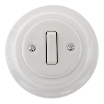 Bohemia-Design - Porcelain retro single light switch with frame No. 1, white