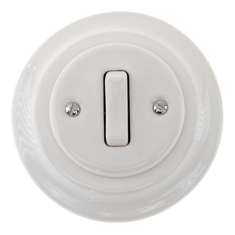Bohemia-Design - Porcelain retro single light switch with frame No. 1, white