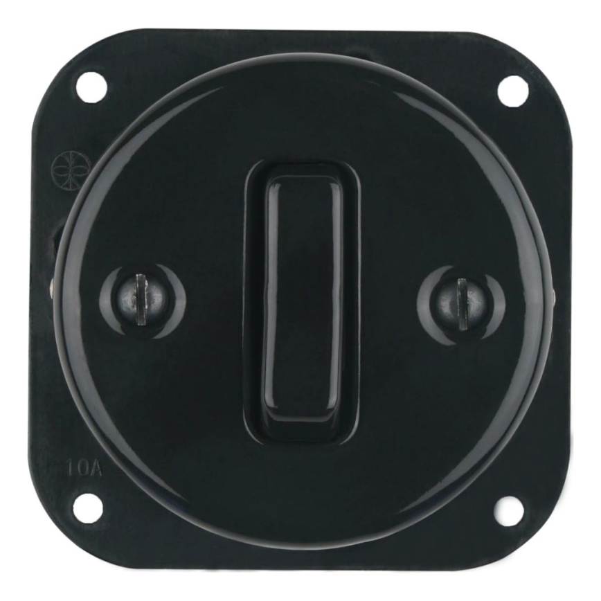 Bohemia-Design - Porcelain Retro Single Switch, Frameless No. 1, Black